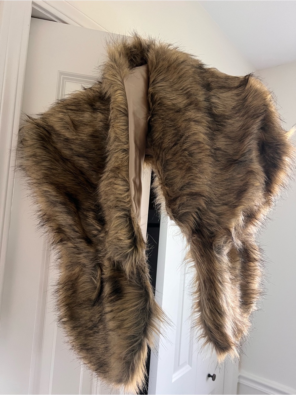 Women’s Faux Fur Shawl Collar Coat - Brown